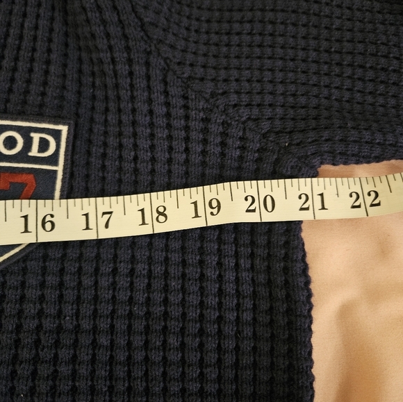 IZOD Navy Cardigan with Yellow and White Accents Vintage - Picture 5 of 6